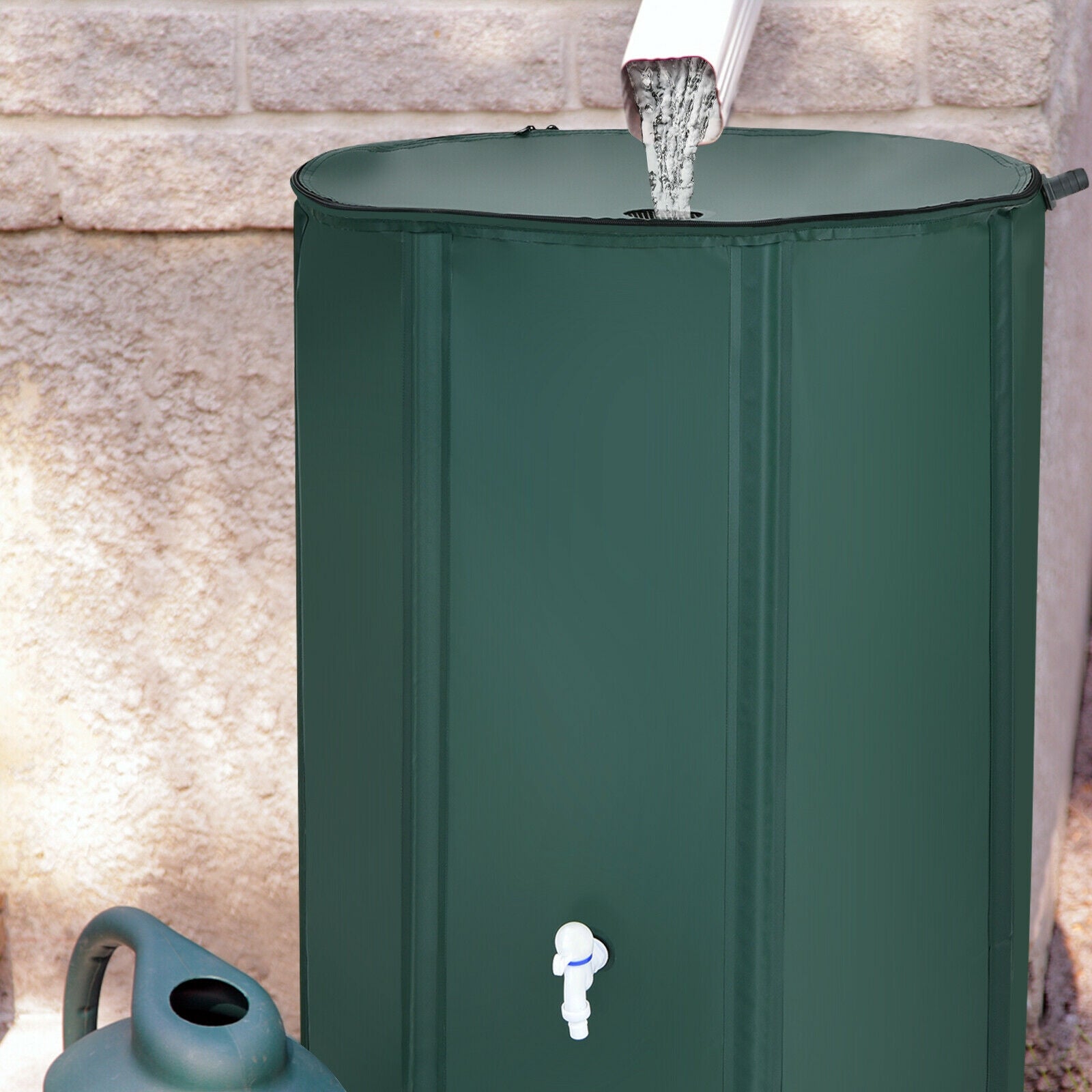 100 Gallon Portable Rain Barrel Water Collector Tank with Spigot Filter