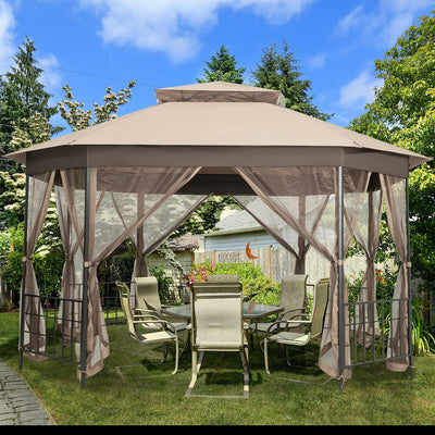 10â€™x 12â€™ Octagonal Patio Gazebo-BrownÂ 