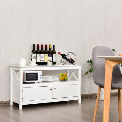 44 Inch Wooden Storage Cabinet TV Stand-WhiteÂ 