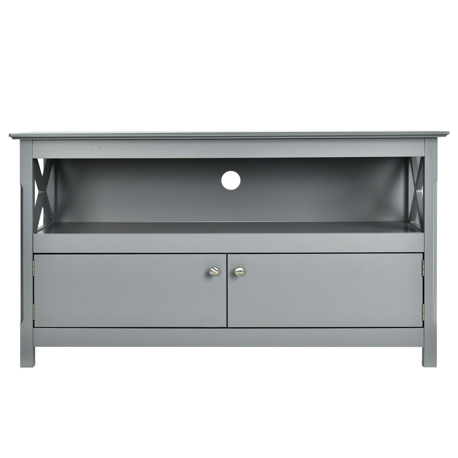 44 Inch Wooden Storage Cabinet TV Stand-Gray