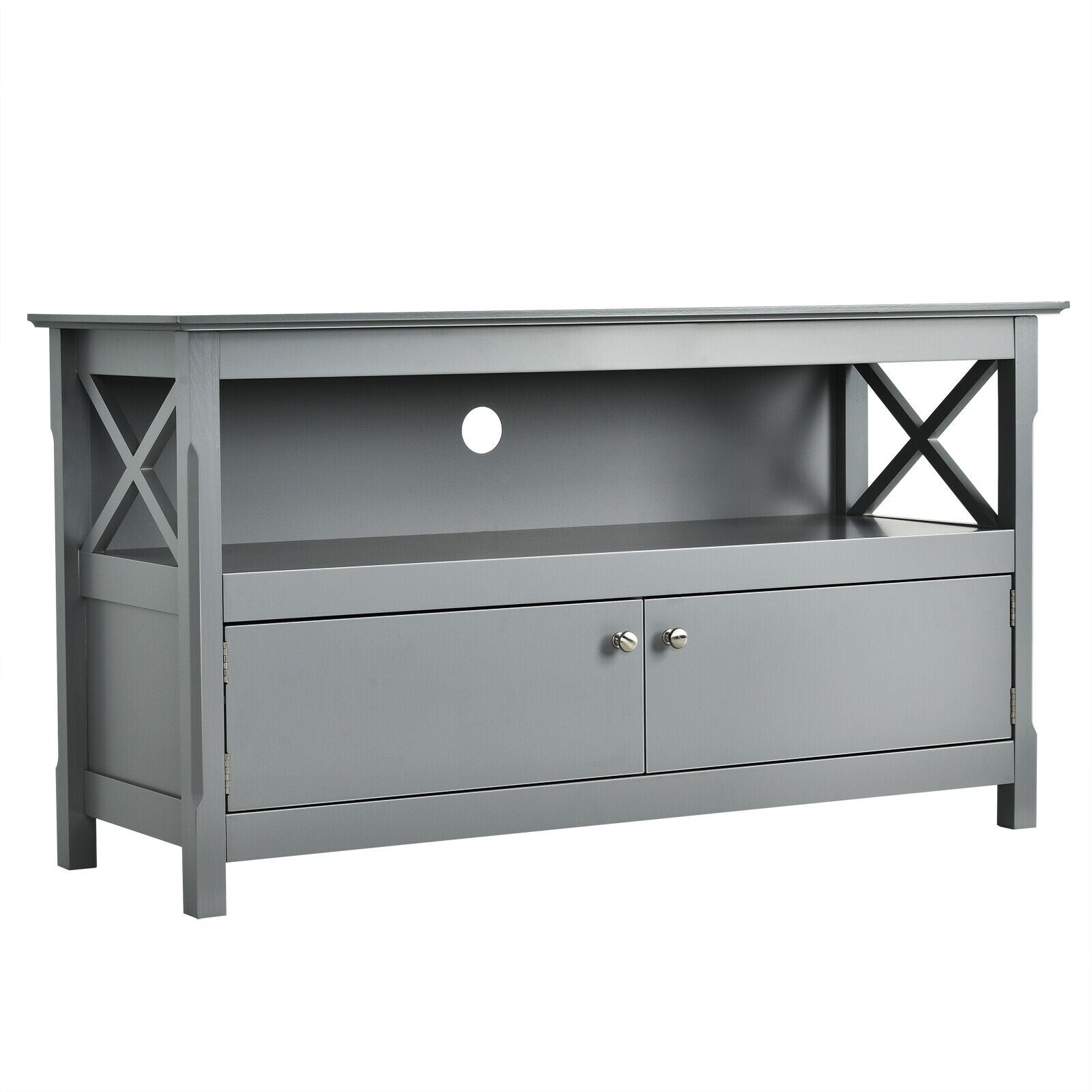 44 Inch Wooden Storage Cabinet TV Stand-Gray