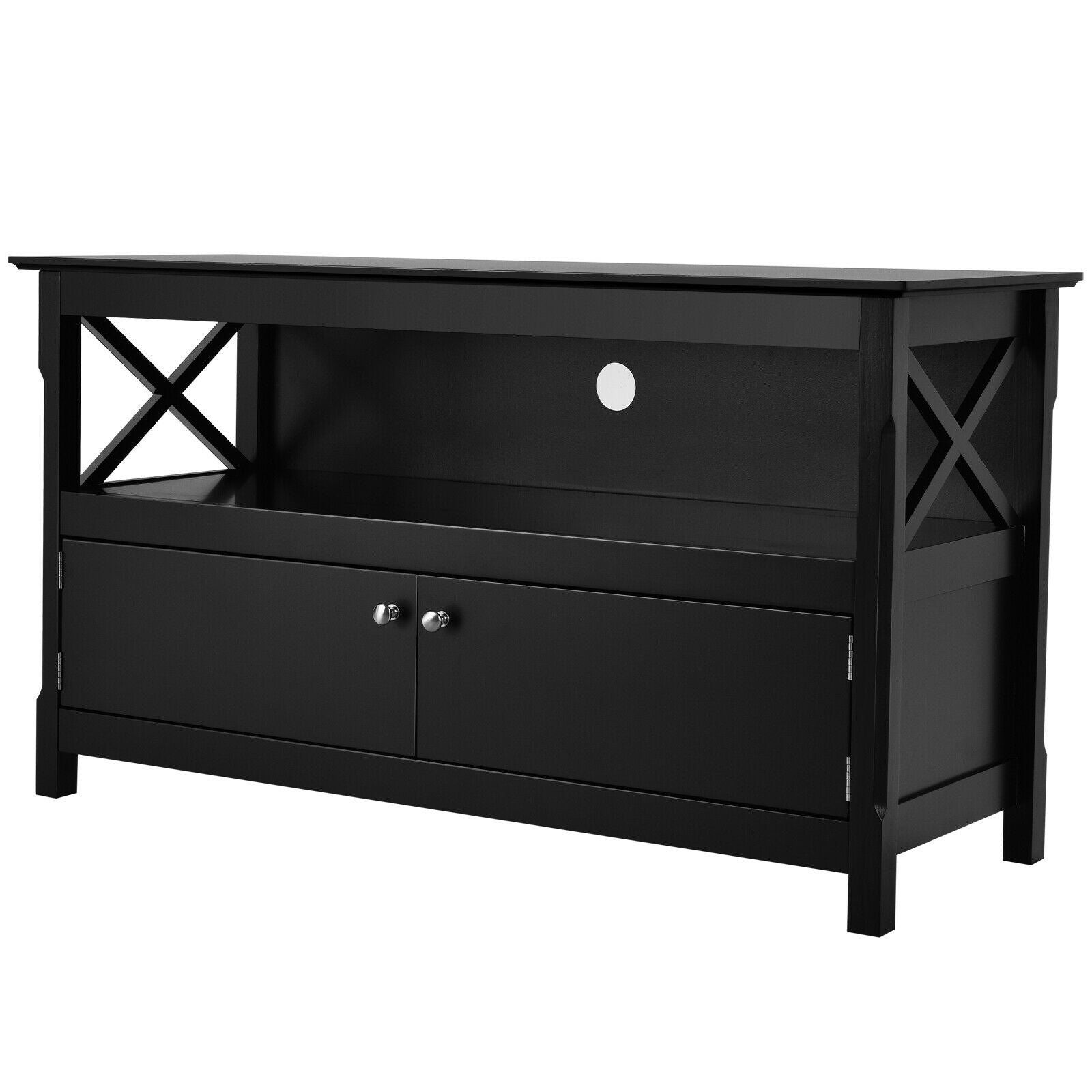 44 Inch Wooden Storage Cabinet TV Stand-Black