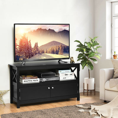 44 Inch Wooden Storage Cabinet TV Stand-BlackÂ 