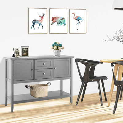Wooden Sideboard Buffet Console Table  with Drawers and Storage-GrayÂ 