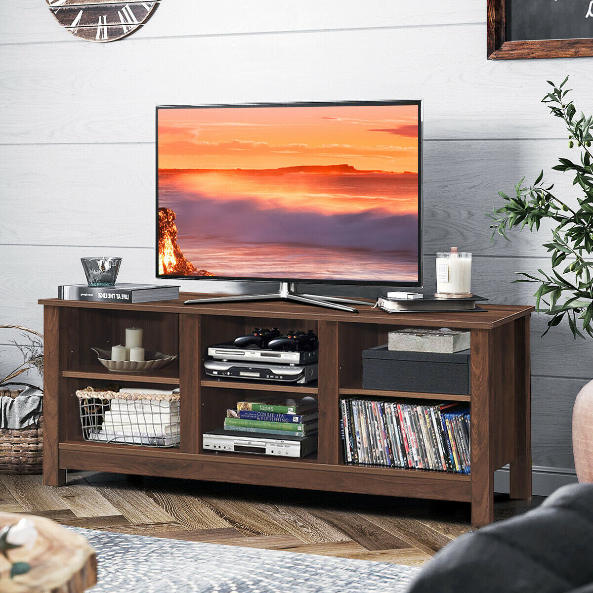 60 Inch  Entertainment TV Stand Cabinet-Brown