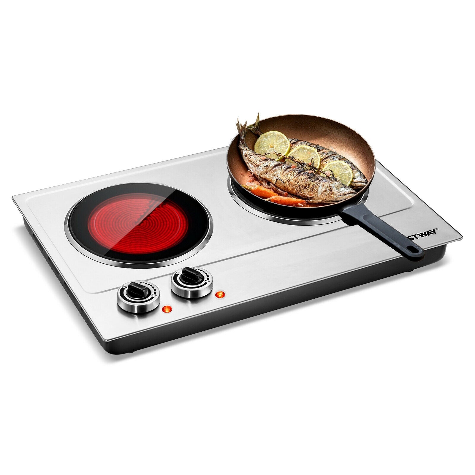 1800W Stainless Steel Infrared Cooktop with Non-slipping Feet and Adjustable TemperatureÂ 