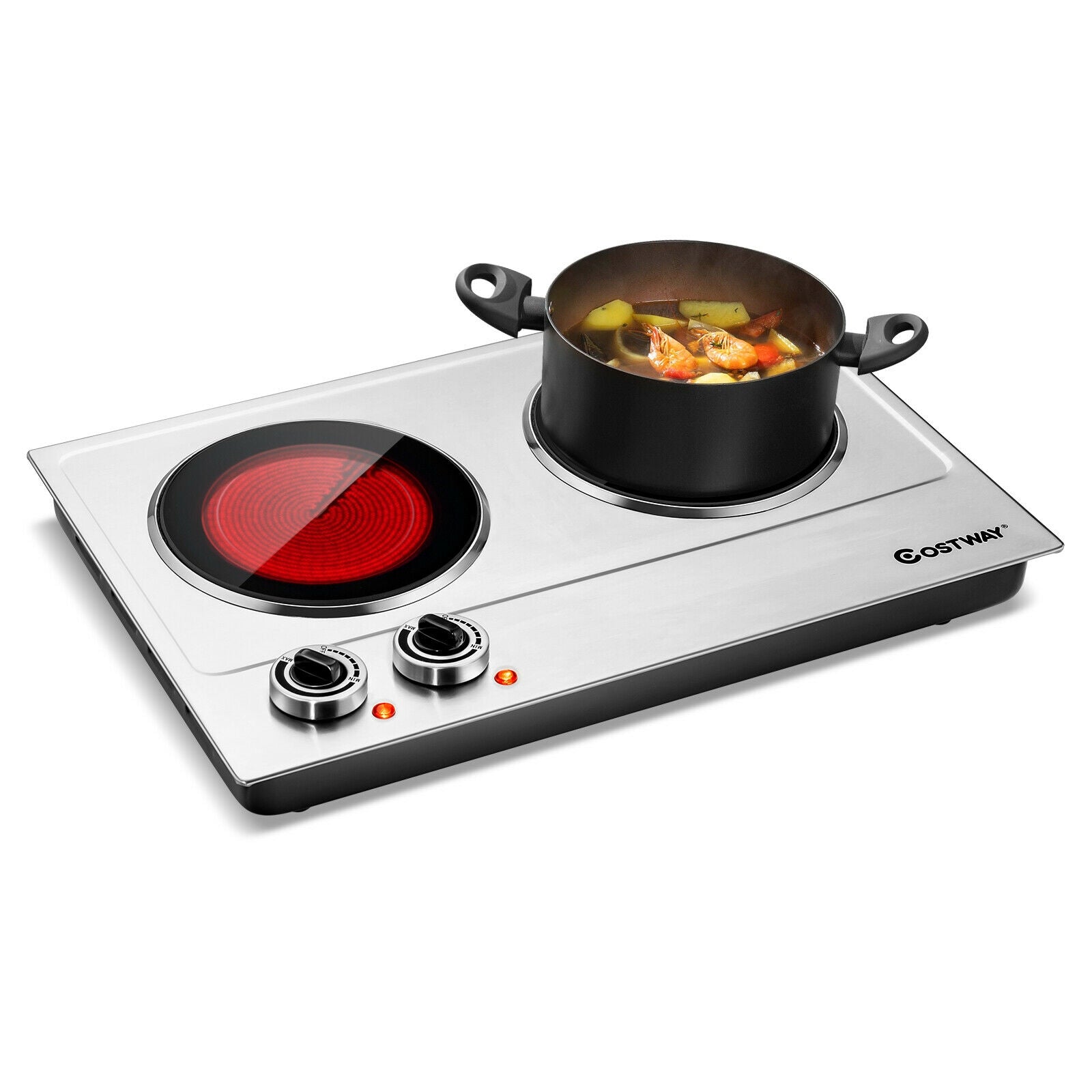 1800W Stainless Steel Infrared Cooktop with Non-slipping Feet and Adjustable TemperatureÂ 