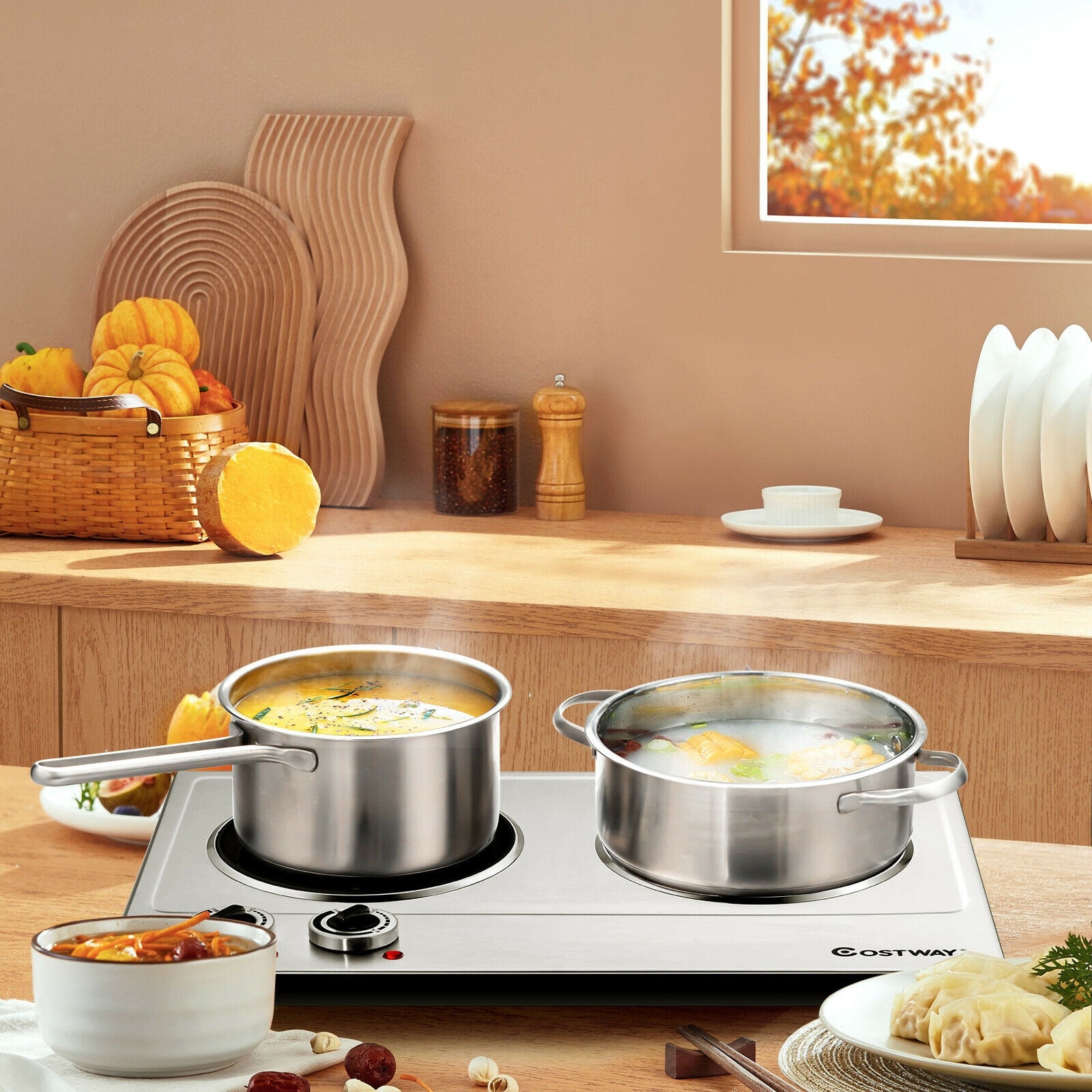 1800W Stainless Steel Infrared Cooktop with Non-slipping Feet and Adjustable TemperatureÂ 