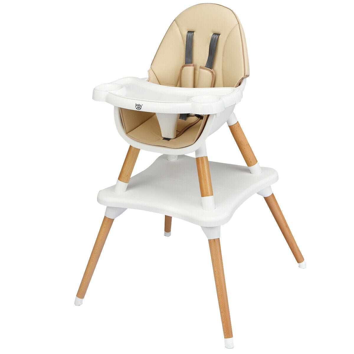 5-in-1 Baby Wooden Convertible High Chair -KhakiÂ 