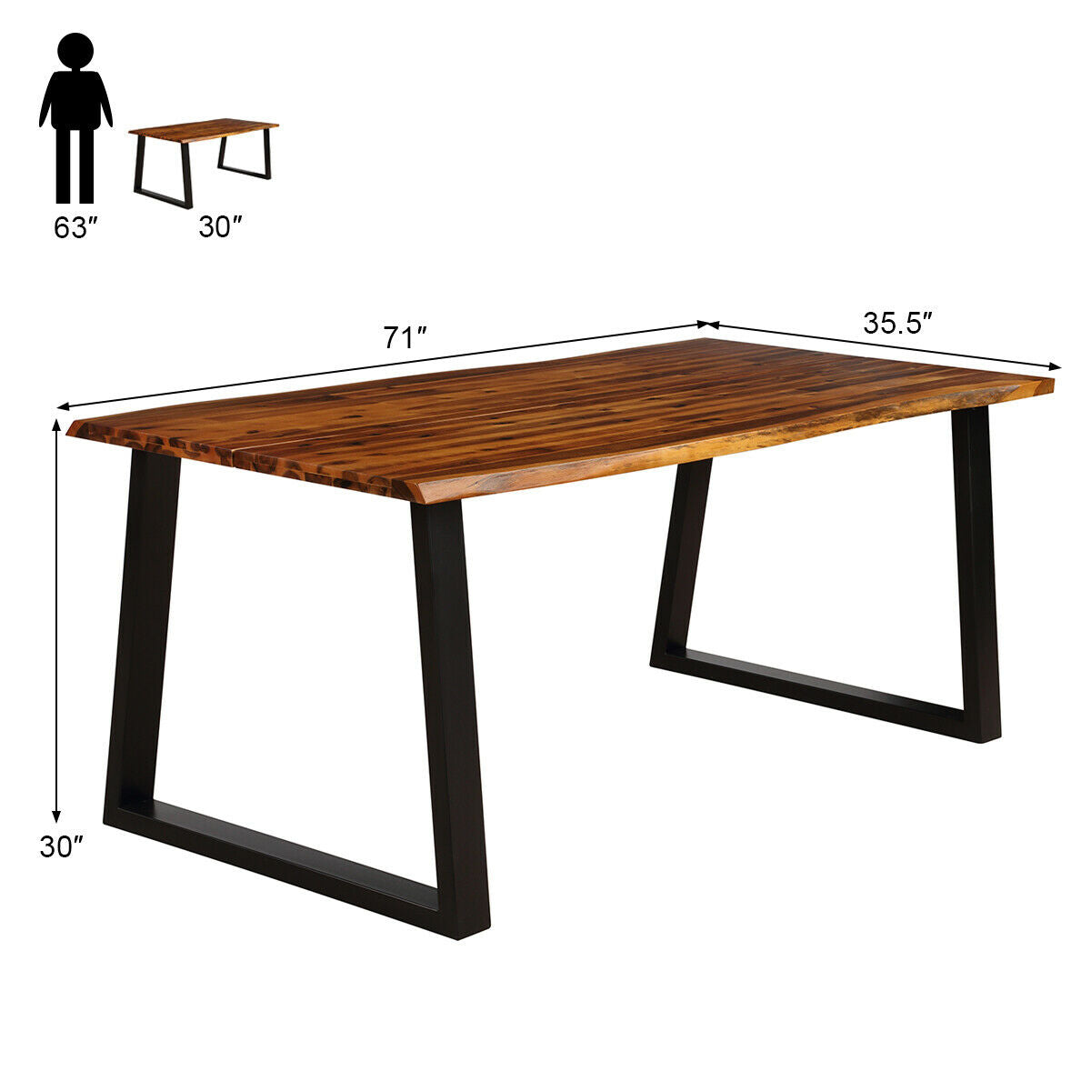 Rectangular Acacia Wood Dining Table