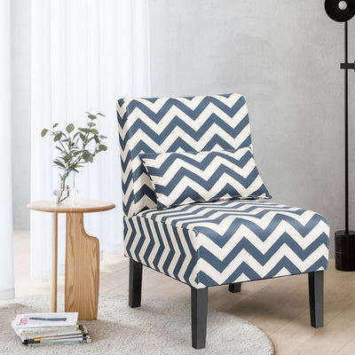 Accent Armless Single Sofa with Lumbar Pillow for Home and Office-BlueÂ 