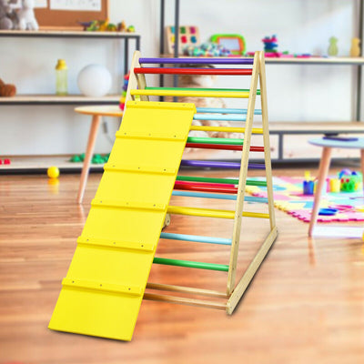 Foldable Wooden Climbing Triangle Indoor with Ladder for Toddler Baby-MulticolorÂ 