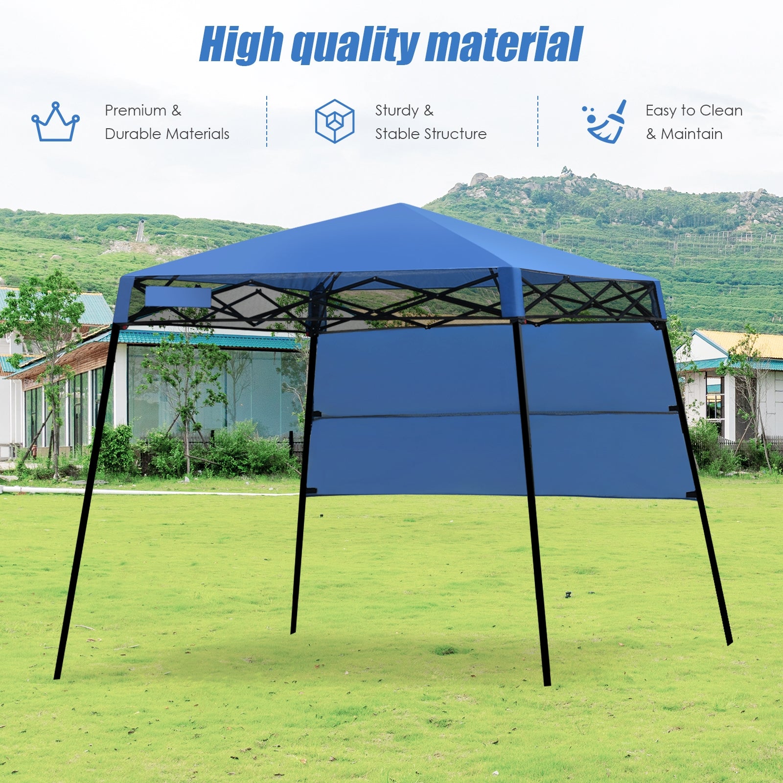 7 x 7 Feet Sland Adjustable Portable Canopy Tent with Backpack-Blue