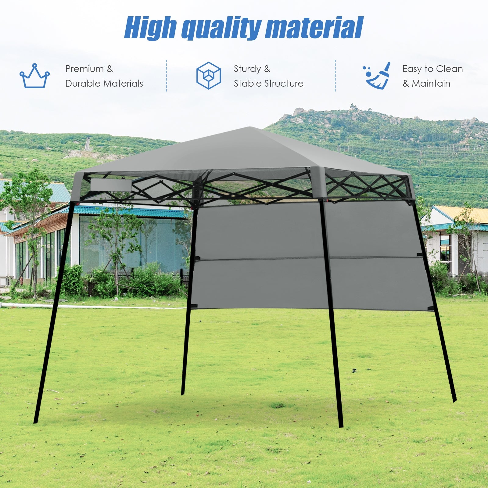 7 x 7 Feet Sland Adjustable Portable Canopy Tent with Backpack-Gray