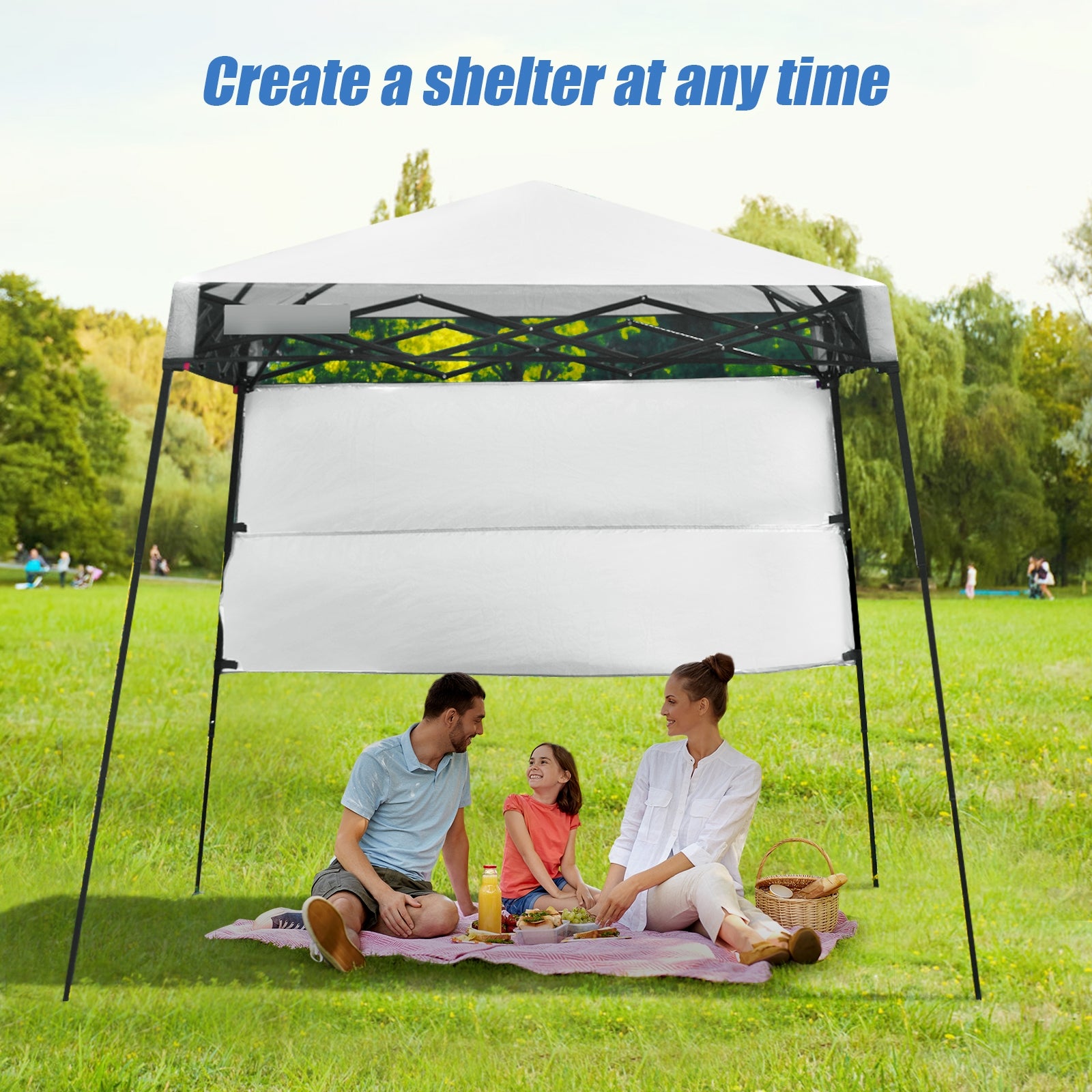 7 x 7 Feet Sland Adjustable Portable Canopy Tent with Backpack-White