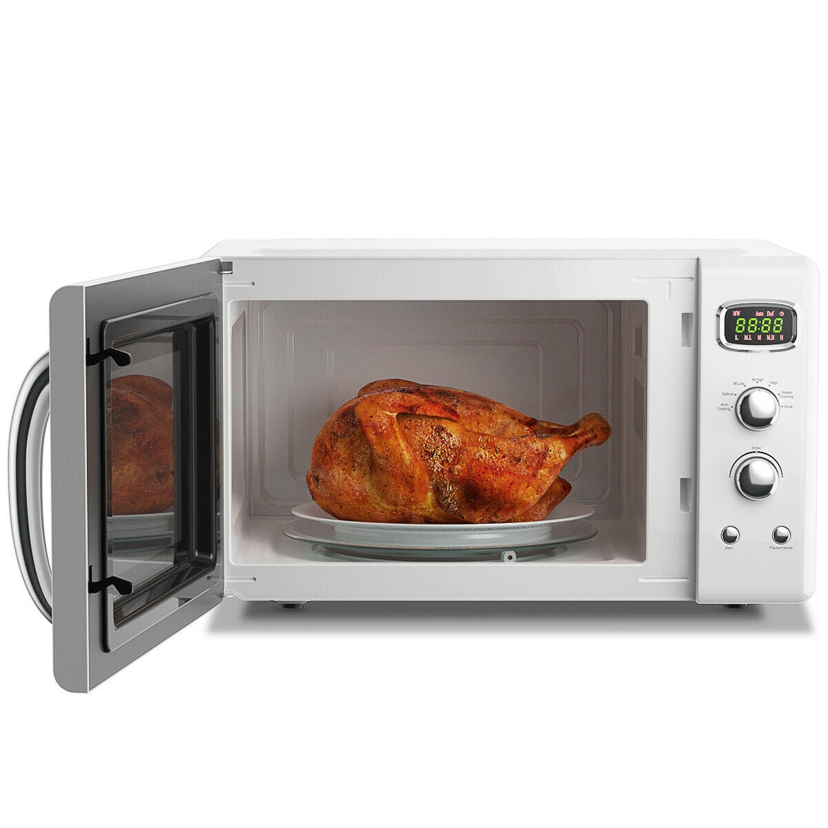 0.9 Cu.ft Retro Countertop Compact Microwave Oven-White