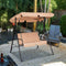 Loveseat Cushioned Patio Steel Frame Swing Glider -Beige