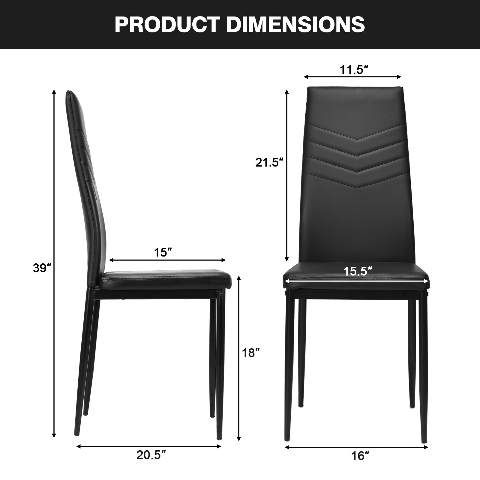 Set of 4 High Back Dining Chairs with PVC Leather and Non-Slip Feet PadsÂ 