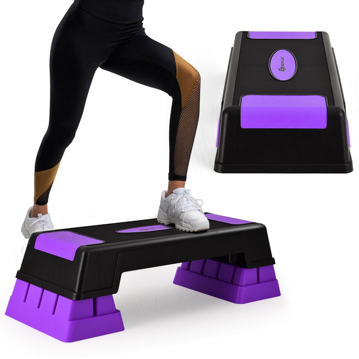 Aerobic Exercise Stepper Trainer with Adjustable Height 5"-7"-9"-Purple