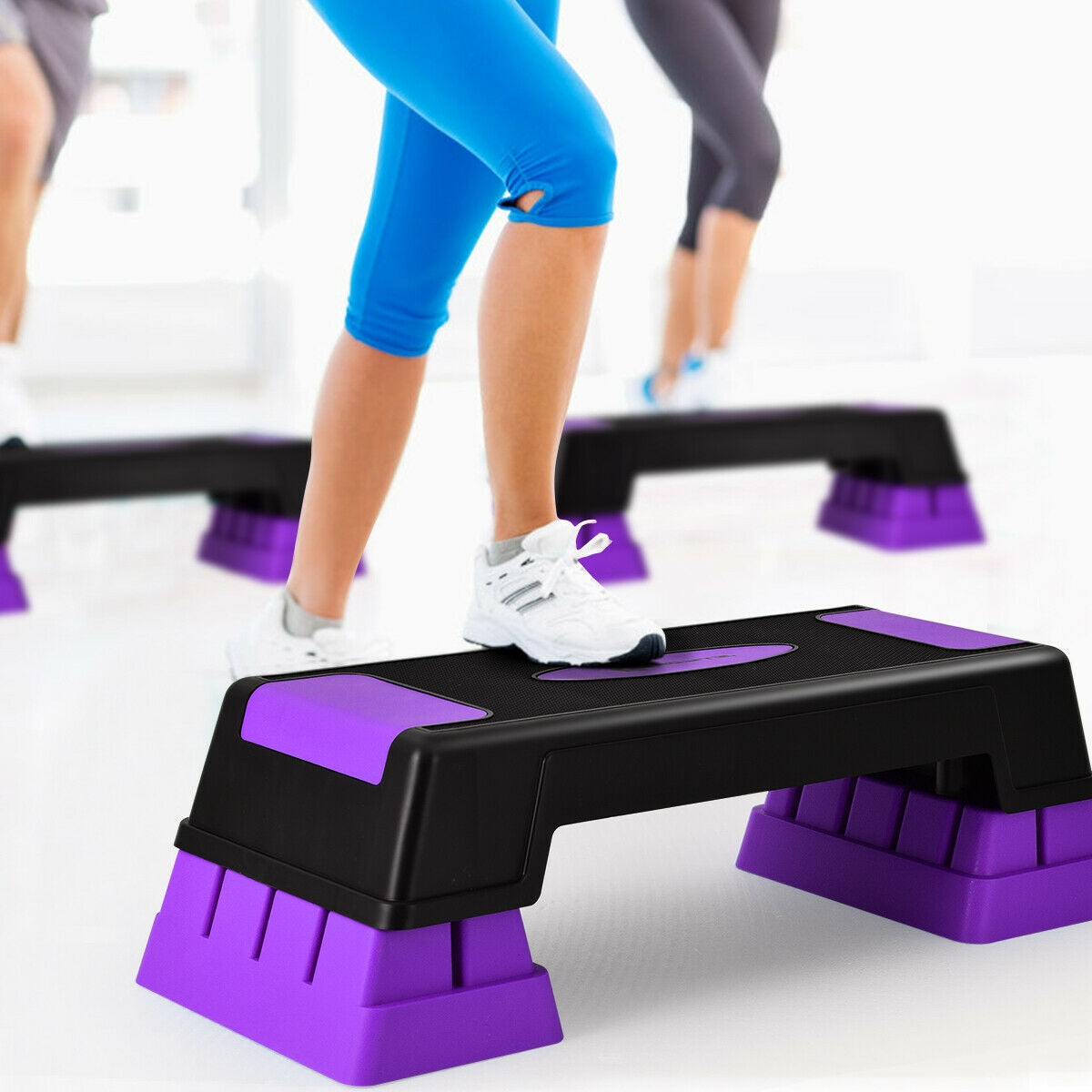 Aerobic Exercise Stepper Trainer with Adjustable Height 5"-7"-9"-Purple