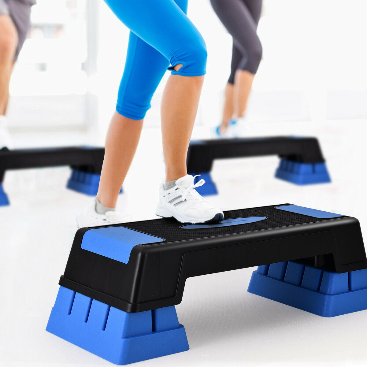 Aerobic Exercise Stepper Trainer with Adjustable Height-Blue