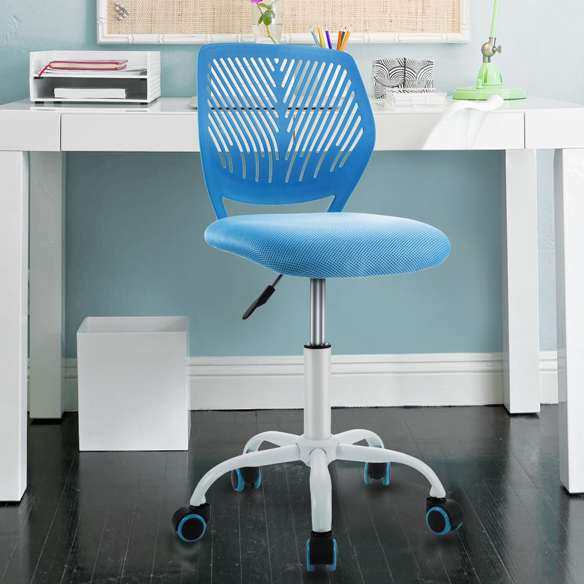 Kids Desk Chair with Adjustable Height and Lumbar Support-Blue