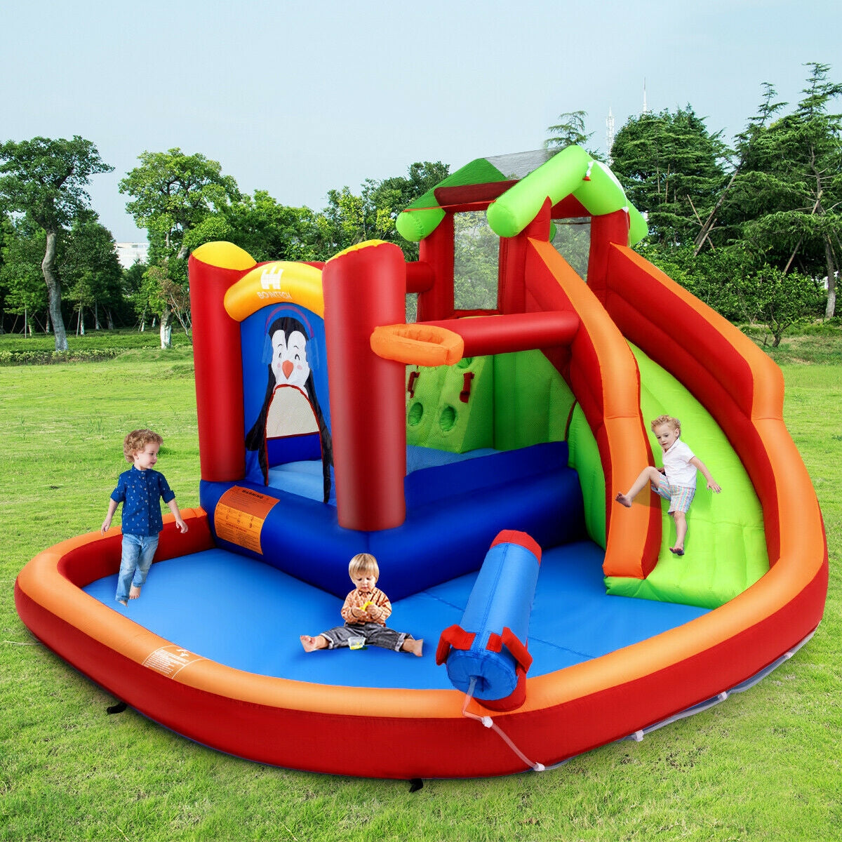 Inflatable Slide Bouncer and Water Park Bounce House Without Blower