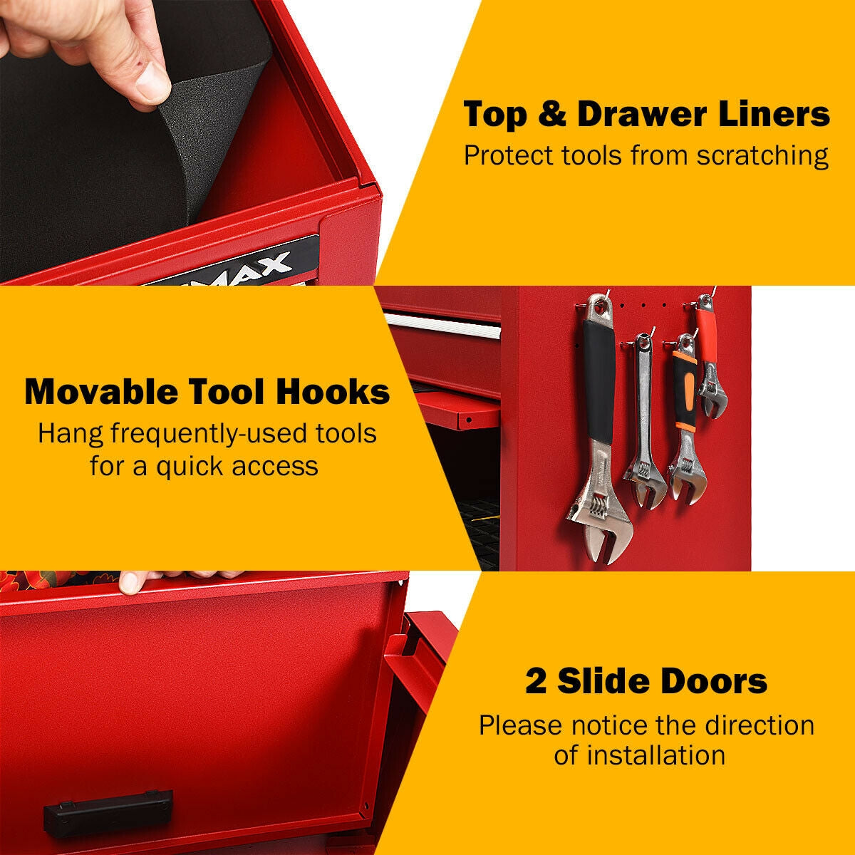 6-Drawer Tool Chest with Heightening Cabinet-Red