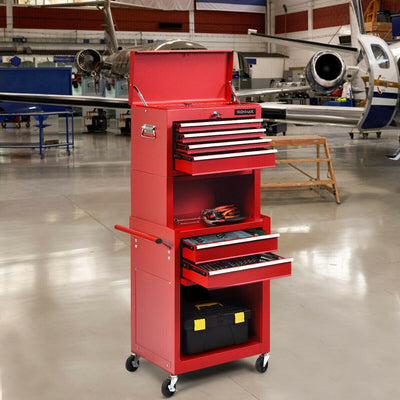 6-Drawer Tool Chest with Heightening Cabinet-RedÂ 