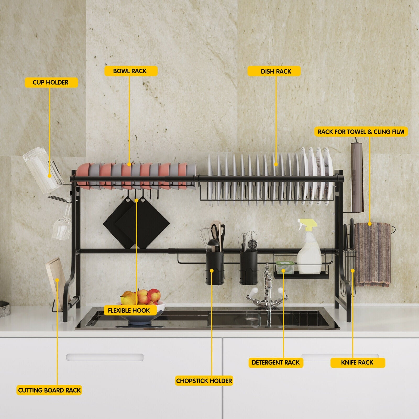 Adjustable Dish Drainer Kitchen OrganizerÂ 