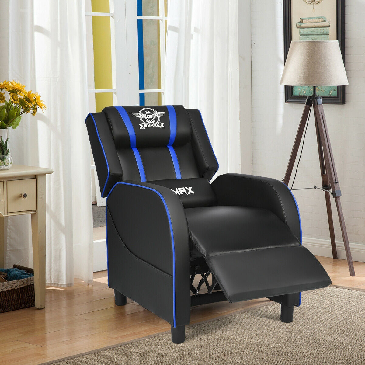 Massage Racing Gaming Single Recliner Chair-BlueÂ 