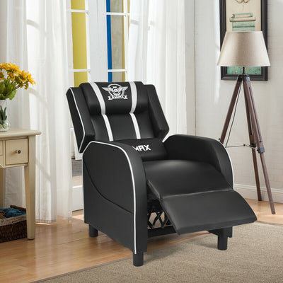 Massage Racing Gaming Single Recliner Chair-WhiteÂ 