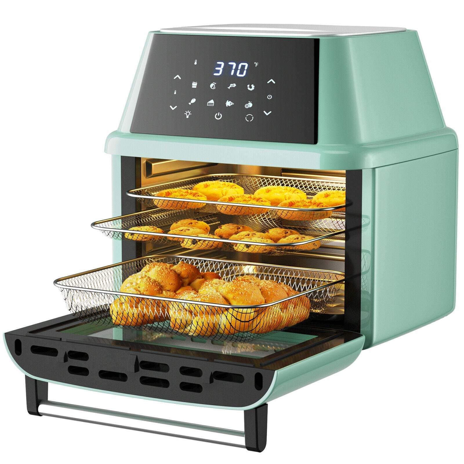 19 qt Multi-functional Air Fryer Oven 1800 W Dehydrator Rotisserie-Green