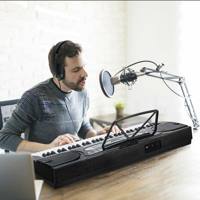 61 Key Electronic Piano with Lighted Keys Stand Bench HeadphoneÂ 