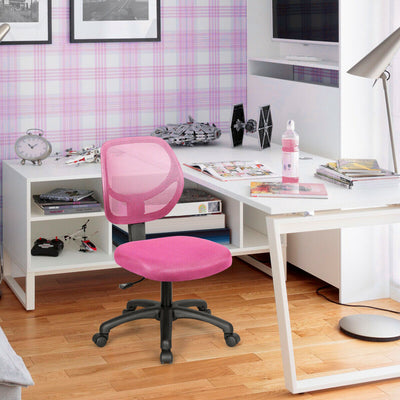 Low-back Computer Task Office Desk Chair with Swivel Casters-PinkÂ 
