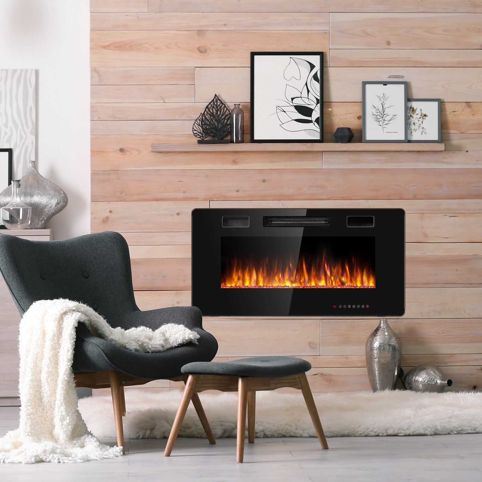 36 Inch Ultra Thin Wall Mounted Electric FireplaceÂ 