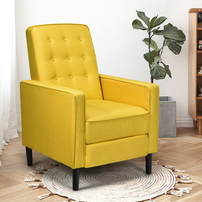 Mid-Century Push Back Recliner Chair-YellowÂ 