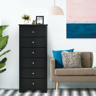 6 Drawers Chest Dresser Clothes Storage Bedroom Furniture Cabinet-BlackÂ 