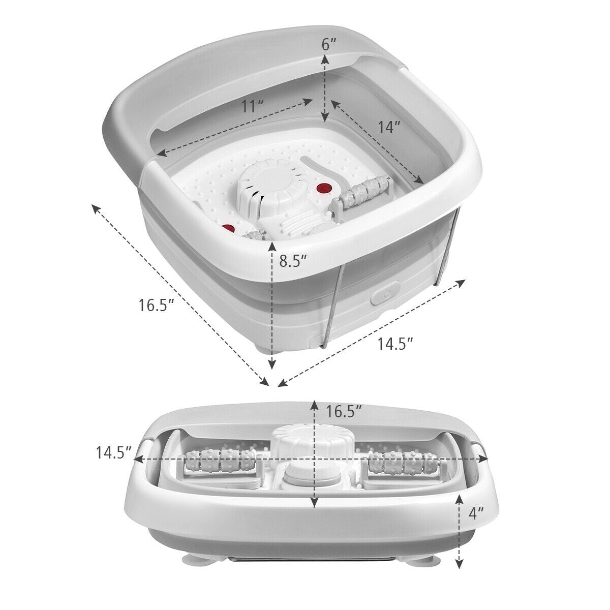 Foot Spa Bath Motorized Massager with Heat Red Light-Gray