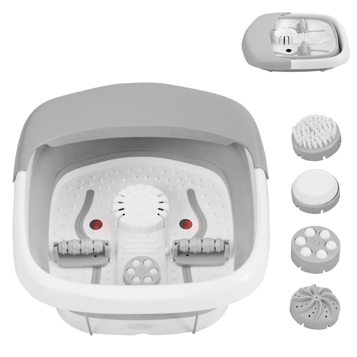 Foot Spa Bath Motorized Massager with Heat Red Light-Gray