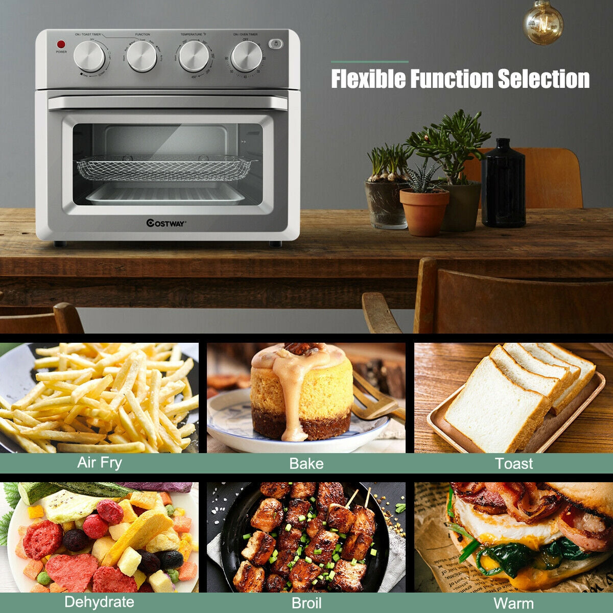 19 Qt Dehydrate Convection Air Fryer Toaster Oven with 5 Accessories