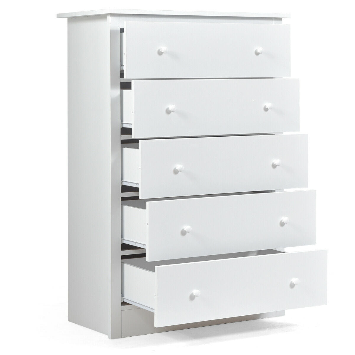 Functional Storage Organized Dresser with 5 Drawer-White