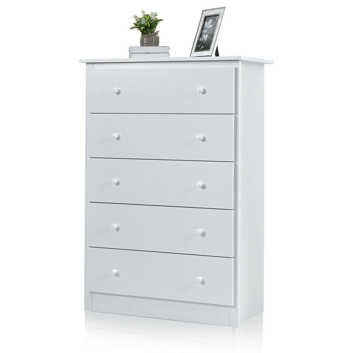 Functional Storage Organized Dresser with 5 Drawer-White