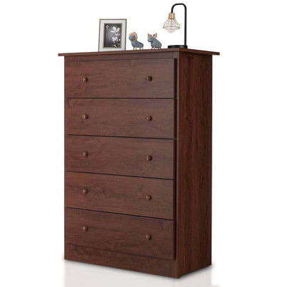 Functional Storage Organized Dresser with 5 Drawer-BrownÂ 