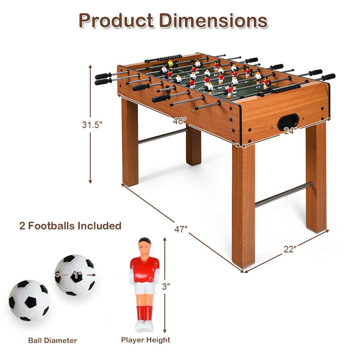 48 Inch Foosball Table Indoor Soccer Game