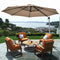 11 Feet Patio Offset Cantilever Umbrella 360Â° Rotation Aluminum Tilt-Tan