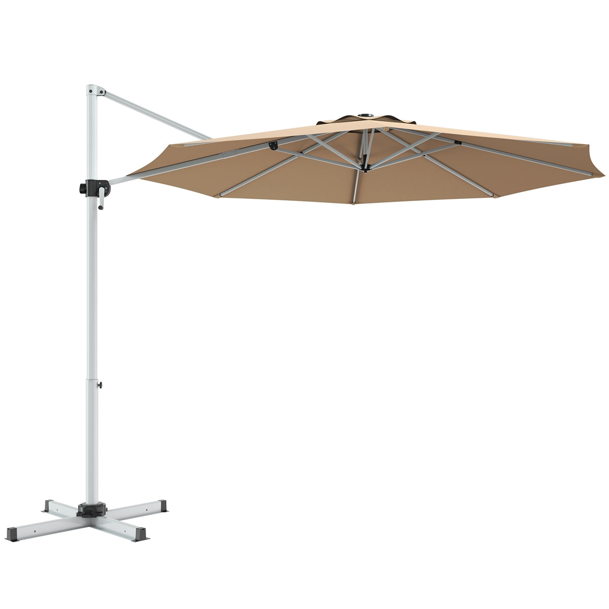 11 Feet Patio Offset Cantilever Umbrella 360° Rotation Aluminum Tilt-Beige