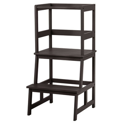 Kids Wooden Kitchen Step Stool with Safety Rail-BrownÂ 