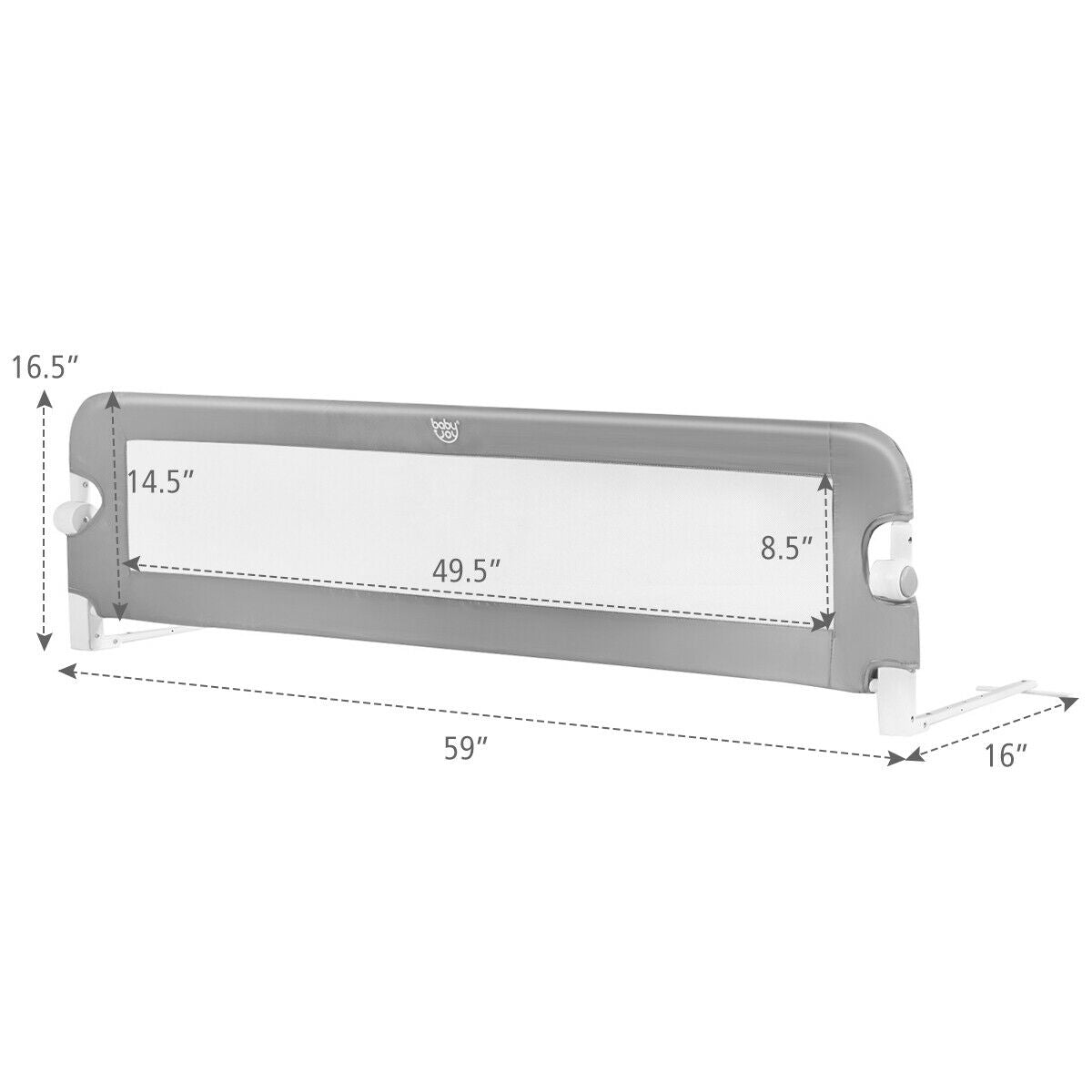 59-Inch Extra Long Bed Rail Guard-GrayÂ 