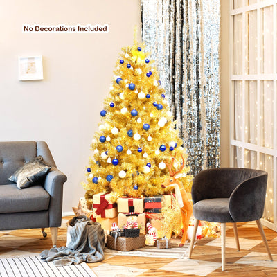 6/7.5 Feet Artificial Tinsel Christmas Tree Hinged with Foldable Stand-6 ftÂ 